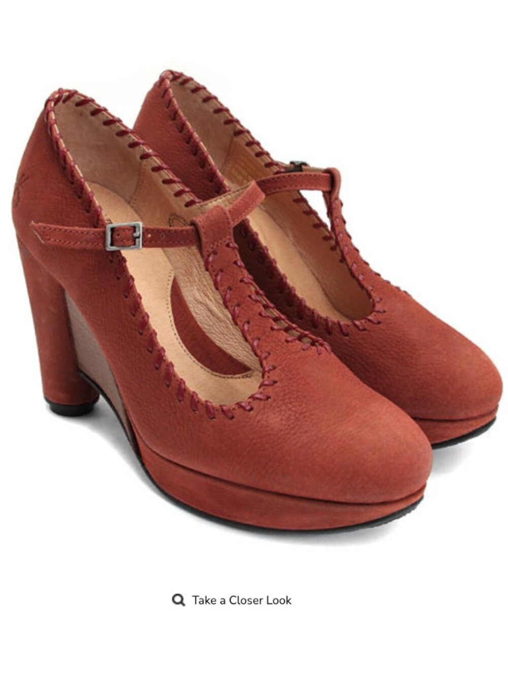 John Fluevog Gertrude Mary Janes Heels Wedges Suede Leather T Strap Size 7
